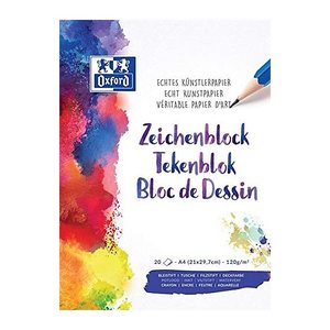 OXFORD Zeichenblock Schule DIN A4 120 g/qm, 20 Blatt, 1 Block