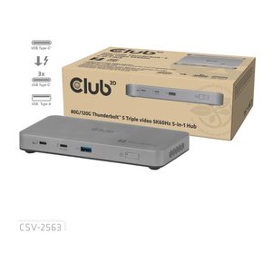 Club3D Thunderbolt5 5-in-1 HUB > 3xThunderbolt/1xUSB Bu/BU