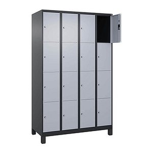 CP Schließfachschrank Classic Plus schwarzgrau, weißaluminium 080010-404 S10040, 16 Schließfächer 120,0 x 50,0 x 195,0 cm