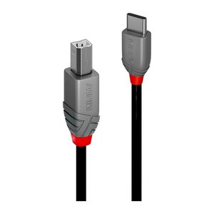 LINDY 0.5m USB 2.0 Typ C an B Kabel, Anthra Line