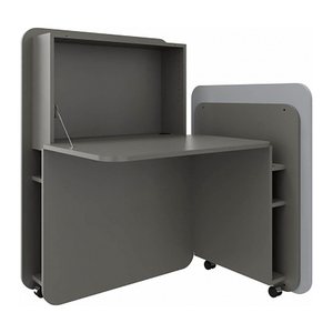 fm FLATup  Sekretär basalt/ hellblau rechteckig, schwarz 107,0 x 41,5 - 91,0 cm