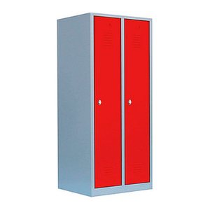 LÜLLMANN Spind feuerrot, lichtgrau 515124, 2 Schließfächer 80,0 x 50,0 x 180,0 cm