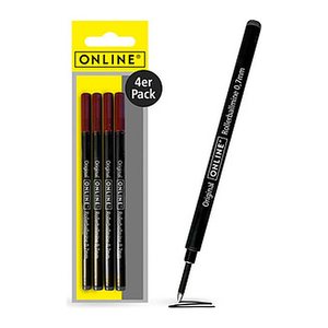 ONLINE® Rollerball-Minen Gelschreiberminen schwarz 0,7 mm 4 St.