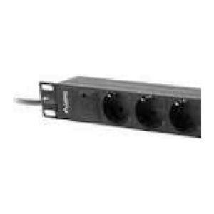 LANBERG 10" PDU-Steckdosenleiste 1U 3x Schuko C14 2m 10A sw
