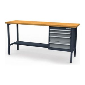 Simplaflex® Systemeinrichter Werkbank C-Line anthrazit, RAL 7016, lichtgrau, RAL 7035 4 Schubladen 200,0 x 60,0 x 96,0 cm