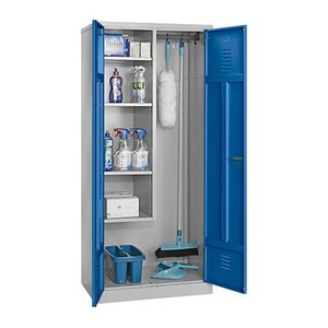 Gürkan Putzmittelschrank 104528 lichtgrau, enzianblau 4 Fachböden 80,0 x 50,0 x 180,0 cm, aufgebaut, 1 St.