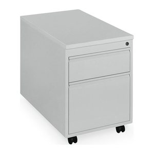 Rollcontainer aus Stahl inkl. Top (Korpus Lichtgrau, 2 Schübe)