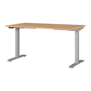GERMANIA JET höhenverstellbarer Schreibtisch grandson-eiche rechteckig, T-Fuß-Gestell silber 140,0 x 80,0 cm