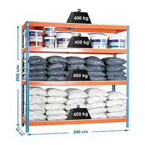Simonrack Schwerlast-Weitspannregal SIMONFORTE CHIPBOARD 8435104925232 blau, orange 240,0 x 45,0 x 200,0 cm
