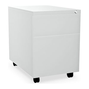 Design-Rollcontainer aus Stahl mit Schubladen – Lichtgrau (2 Fächer, 2 Schübe)