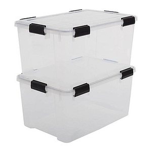 IRIS Ohyama Water Proof Aufbewahrungsboxen 2x 50,0 l transparent, schwarz 39,0 x 59,0 x 29,0 cm, 2 St.