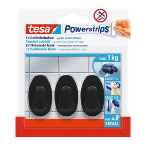 tesa Oval Small Klebehaken für max. 1,0 kg, 1,4 x 3,4 cm, 3 St.