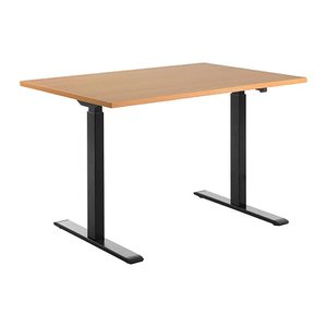 Topstar E-Table elektrisch höhenverstellbarer Schreibtisch buche rechteckig, T-Fuß-Gestell schwarz 120,0 x 80,0 cm