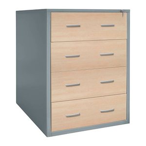 Gürkan Hängeregistraturschrank silber, ahorn 4 Schubladen 76,0 x 62,0 x 132,0 cm, 1 St.