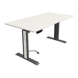 Kerkmann Move 1 advance elektrisch höhenverstellbarer Schreibtisch weiß rechteckig, T-Fuß-Gestell grau 160,0 x 80,0 cm