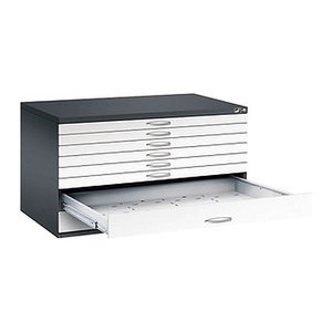 CP 7200 Planschrank schwarzgrau, verkehrsweiß 8 Schubladen 135,0 x 96,0 x 76,0 cm, 1 St.