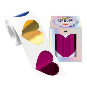 folia Aufkleber Hearts Herzen, pink/gold/blau, 48 St.