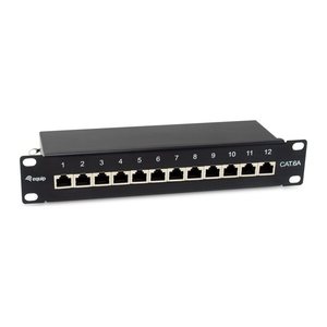 Equip 10" Patchpanel 12xRJ45 Cat6a FTP 1U 500MHz RAL9005