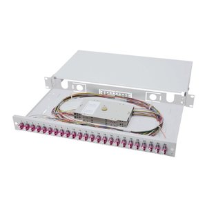 DIGITUS LWL Spleißbox 1HE bestückt 24x LC DX OM4 grau