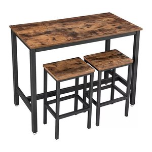VASAGLE Bartisch-Set, schwarz Holz, Metall, 3-teilig