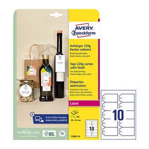 AVERY Zweckform Hängeetiketten weiß 90,0 x 50,0 mm blanko, 100 St.