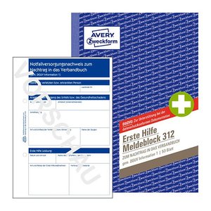 AVERY Zweckform Erste Hilfe Meldeblock Formularbuch 312, 1 St.