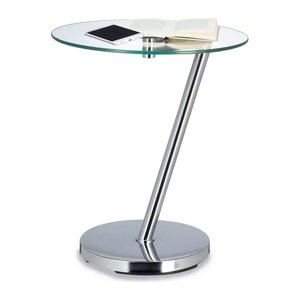 relaxdays Beistelltisch rund Glas silber 45,0 x 45,0 x 52,0 cm, 1 St.