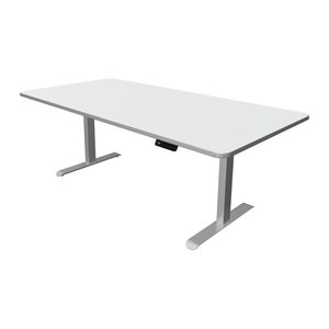 Kerkmann Move 3 Premium elektrisch höhenverstellbarer Schreibtisch anthrazit rechteckig, T-Fuß-Gestell silber 180,0 x 80,0 cm