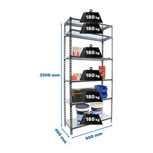 Simonrack Schwerlastregal SIMONCLICK 6 8425437098352 anthrazit, silber 90,0 x 40,0 x 250,0 cm