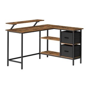 VASAGLE Schreibtisch vintage-braun rechteckig, 4-Fuß-Gestell schwarz 135,0 x 105,0 cm