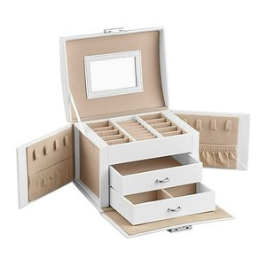 SONGMICS Schmuckkästchen weiß, beige 17,5 x 13,5 x 12,0 cm, 1 St.