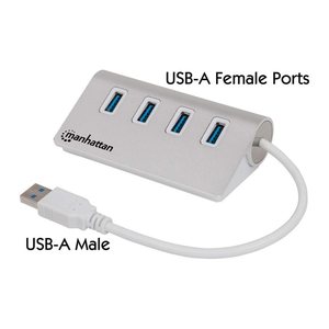 MANHATTAN Hub 4-Port 4xUSB3.0 Alu Strom: USB