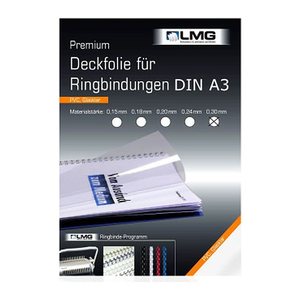 LMG Deckfolien für Bindemappen PREMIUM transparent, DIN A3 0,3 mm, 100 St.