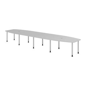 HAMMERBACHER Konferenztisch KT52C lichtgrau Tonnenform, Rundrohr silber, 520,0 x 85,0 - 130,0 x 72,0 - 74,0 cm