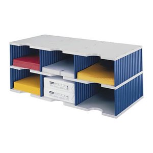styro Sortierstation Styrodoc Jumbo Grundeinheit grau/blau mit 6 Fächern