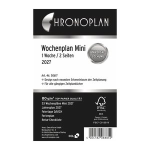 CHRONOPLAN Kalendereinlage 2027 Wochenplan Mini (7,9 x 12,5 cm)
