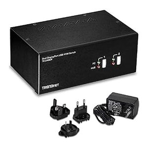 TRENDnet KVM Switch 2-Port DisplayPort/USB/Audio DualMonitor