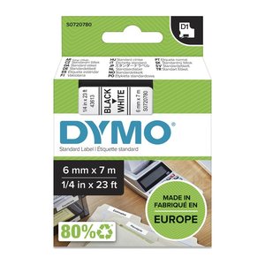DYMO Schriftband D1 43613 S0720780, 6 mm, schwarz auf weiß, 1 St.