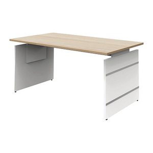 Kerkmann höhenverstellbarer Schreibtisch ahorn rechteckig, Wangen-Gestell weiß 160,0 x 80,0 cm