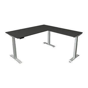 Kerkmann Move 4 elektrisch höhenverstellbarer Schreibtisch anthrazit rechteckig, T-Fuß-Gestell silber 180,0 x 180,0 cm