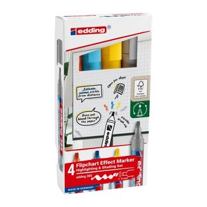 edding 385 Flipchart-Marker farbsortiert 1,0 - 5,0 mm, 4 St.