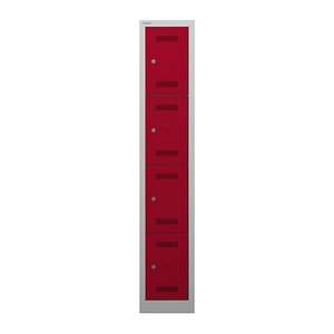 BISLEY Schließfachschrank MonoBloc ML03S4 lichtgrau, kardinalrot ML03S4506, 4 Schließfächer 32,2 x 50,0 x 170,0 cm