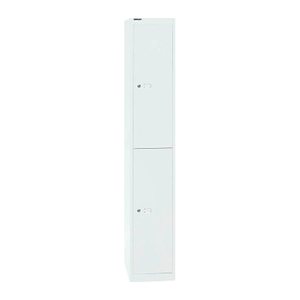 BISLEY Spind verkehrsweiß CLK122696, 2 Schließfächer 30,5 x 30,5 x 180,2 cm