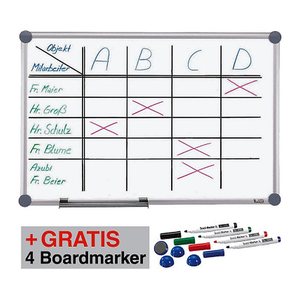 AKTION: MAUL Whiteboard 2000 MAULpro 180,0 x 120,0 cm weiß spezialbeschichteter Stahl + GRATIS 4 Boardmarker farbsortiert und 4 Kugelmagnete blau