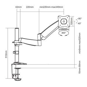Equip Tischhalterung 13"-27"/1TFT 360° Gasfeder 9Kg silber retail