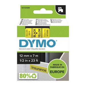 DYMO Schriftband D1 45018 S0720580, 12 mm, schwarz auf gelb, 1 St.