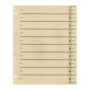 Wekre Trennblätter DIN A4 0-9 chamois, 230 g/m², 100 Blatt