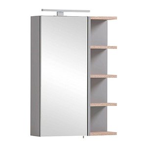 MÖBELPARTNER Spiegelschrank Lugo 157387 platingrau, wildeiche 49,7 x 16,0 x 74,4 cm
