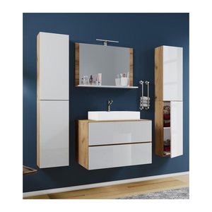 VCM my bath Badmöbel-Set 5-teilig Lendas XL 915301 honig-eiche, weiß 127,0 x 52,0 x 150,0 cm