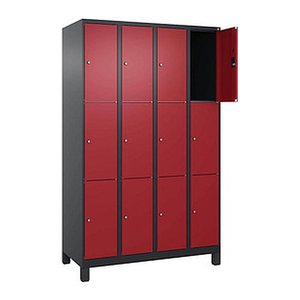 CP Schließfachschrank Classic Plus rubinrot, schwarzgrau 080010-403 S10033, 12 Schließfächer 120,0 x 50,0 x 195,0 cm
